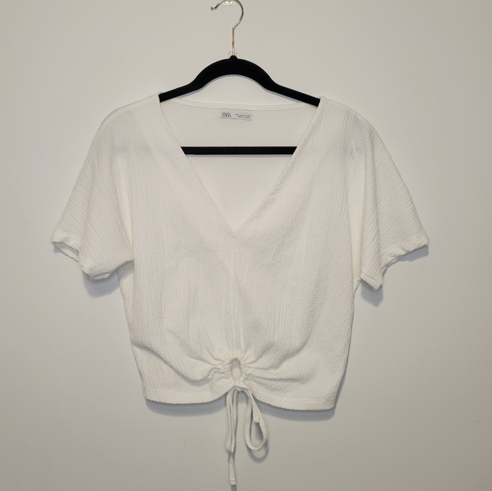 Zara White Vneck Crop Top